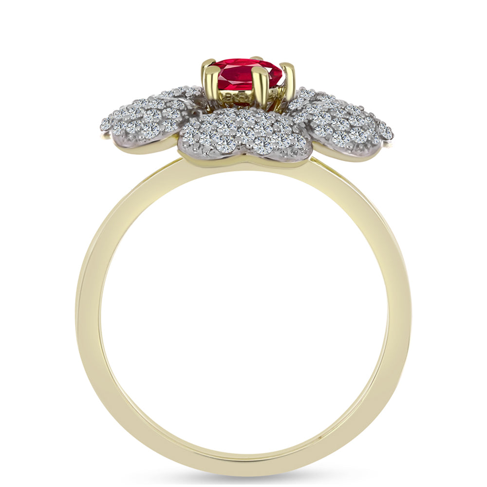 Pozlacené Stříbro 925/1000 - Prsten s Madagaskarským Rubínem a Bílým Topazem - Karátové číslo: 2.44. přibližná hmotnost: 5.69 gramů 2 