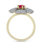 Pozlacené Stříbro 925/1000 - Prsten s Madagaskarským Rubínem a Bílým Topazem - Karátové číslo: 2.44. přibližná hmotnost: 5.69 gramů