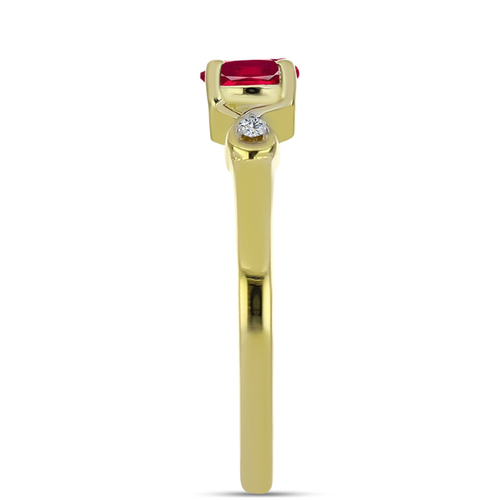 Pozlacené Stříbro 925/1000 - Prsten s Madagaskarským Rubínem a Bílým Topazem - Karátové číslo: 0.48. přibližná hmotnost: 1.93 gramů