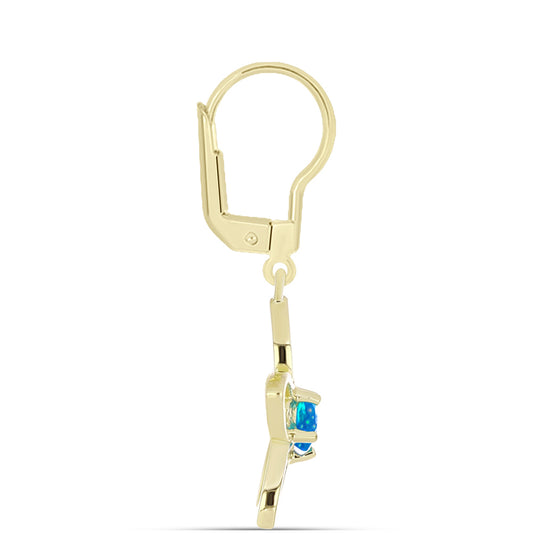 Pozlacené Stříbro 925/1000 - Náušnice s Etiopským Nebeským Opálem - Karátové číslo: 0.31. přibližná hmotnost: 2.97 gramů