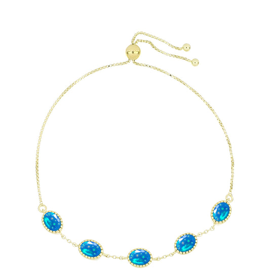 Pozlacené Stříbro 925/1000 - Náramek s Etiopským Nebeským Opálem - Karátové číslo: 2.37. přibližná hmotnost: 5.51 gramů