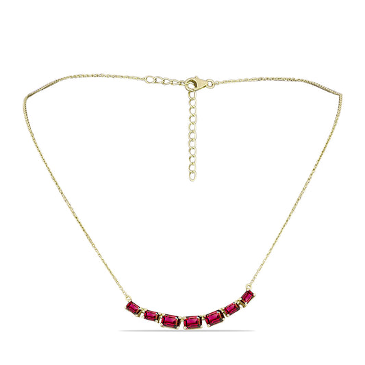 Pozlacené Stříbro 925/1000 - Náhrdelník s Rhodolitovým Granátem - Karátové číslo: 3.96. přibližná hmotnost: 4.99 gramů