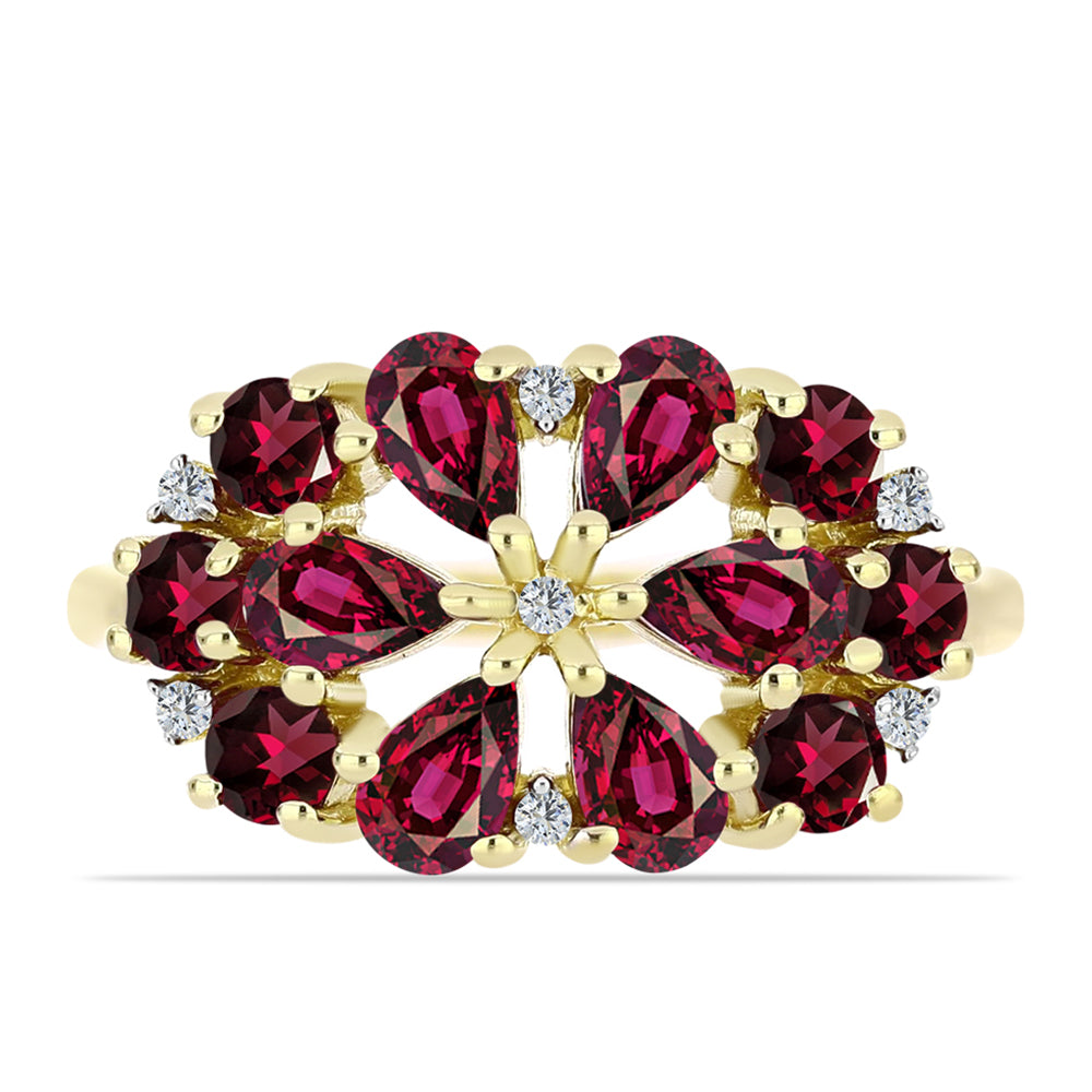 Pozlacené Stříbro 925/1000 - Prsten s Rhodolitovým Granátem a Bílým Topazem - Karátové číslo: 2.91. přibližná hmotnost: 3.62 gramů 1 