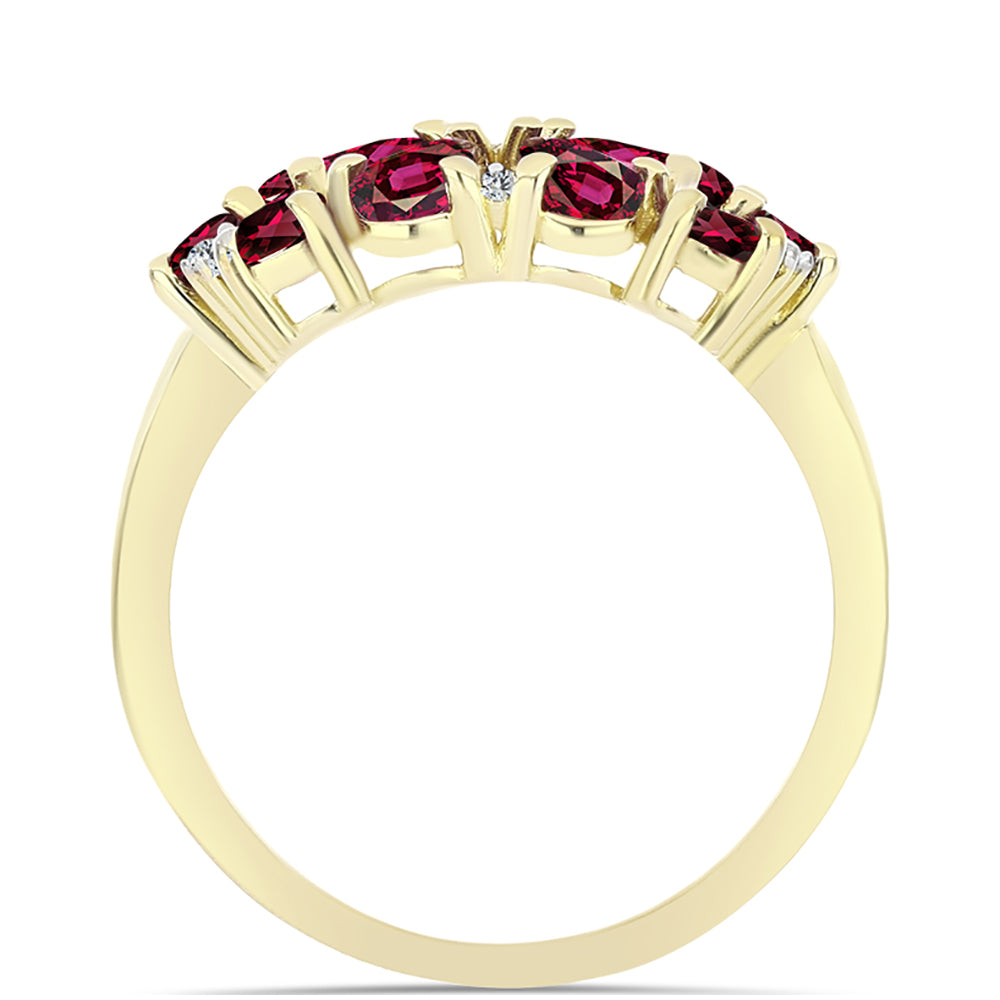 Pozlacené Stříbro 925/1000 - Prsten s Rhodolitovým Granátem a Bílým Topazem - Karátové číslo: 2.91. přibližná hmotnost: 3.62 gramů 2 