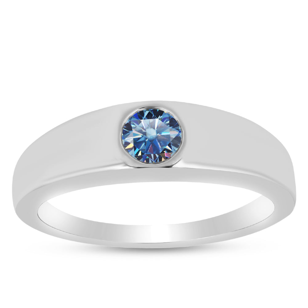 Stříbro 925/1000 - Prsten s S Oceánově Modrým Moissanitem - Karátové číslo: 0.32. přibližná hmotnost: 3.05 gramů 3 