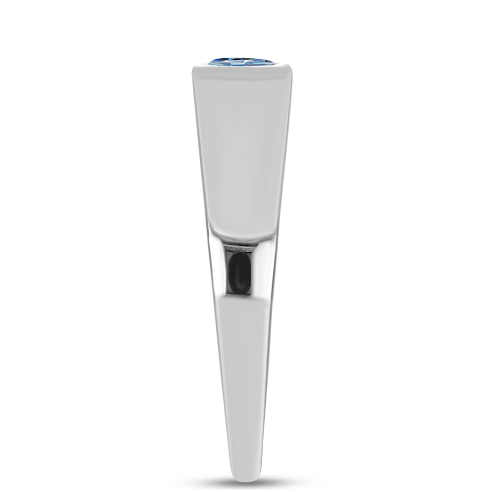 Stříbro 925/1000 - Prsten s S Oceánově Modrým Moissanitem - Karátové číslo: 0.32. přibližná hmotnost: 3.05 gramů 4 