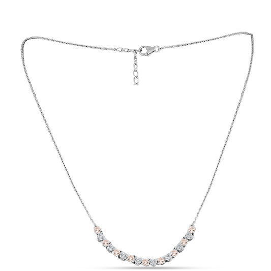 Stříbro 925/1000 - Náhrdelník s Morganitem z Gozarehu a Bílým Topazem - Karátové číslo: 1.66. přibližná hmotnost: 5.76 gramů