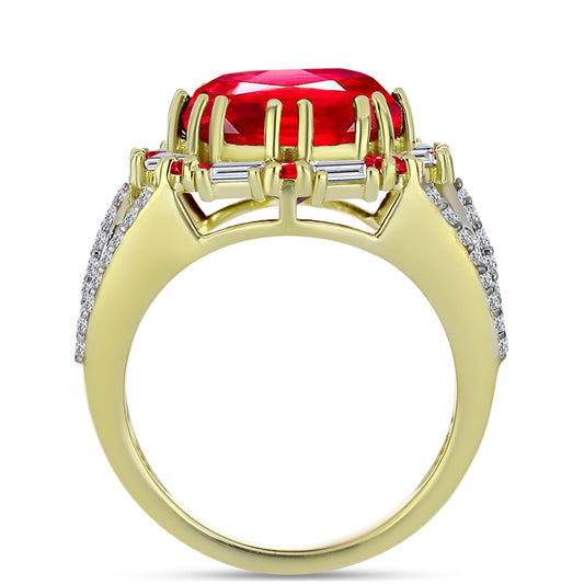 Pozlacené Stříbro 925/1000 - Prsten s Červeným Achátem a Bílým Zirkonem - Karátové číslo: 6.51. přibližná hmotnost: 6.34 gramů