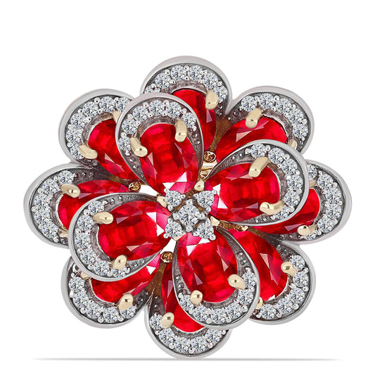 Pozlacené Stříbro 925/1000 - Prsten s Červeným Achátem a Bílým Topazem - Karátové číslo: 5.58. přibližná hmotnost: 9.28 gramů