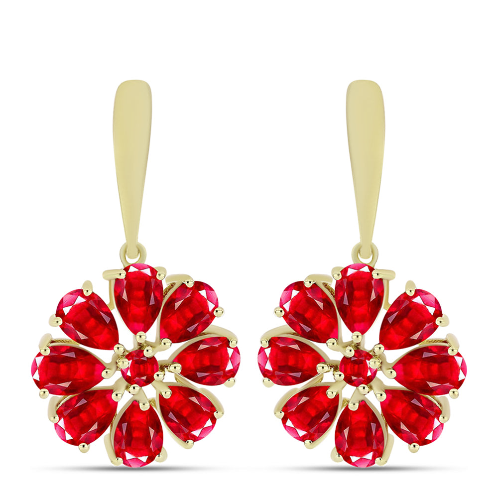 Pozlacené Stříbro 925/1000 - Náušnice s Červeným Achátem - Karátové číslo: 6.3. přibližná hmotnost: 6.07 gramů