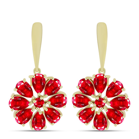 Pozlacené Stříbro 925/1000 - Náušnice s Červeným Achátem - Karátové číslo: 6.3. přibližná hmotnost: 6.07 gramů