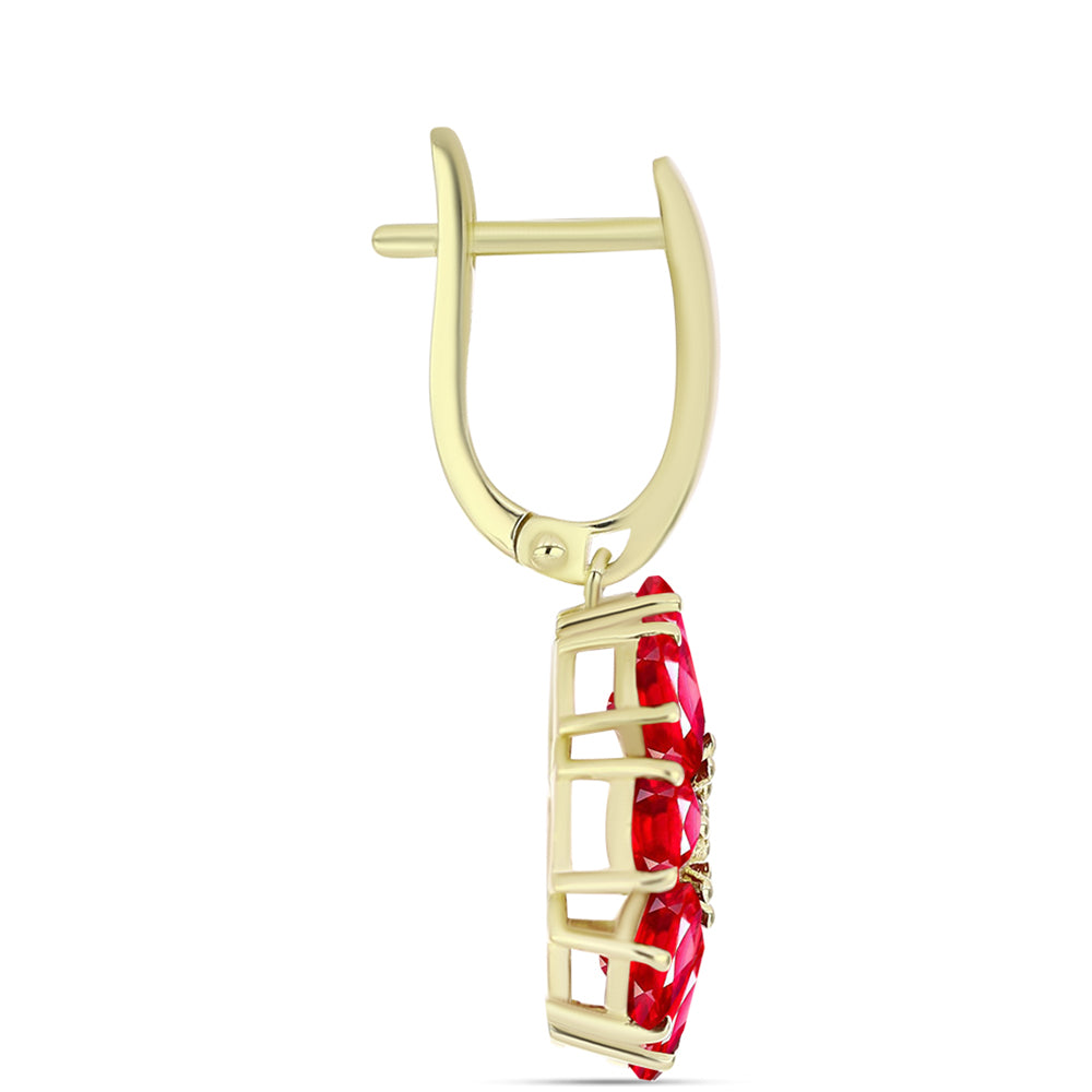 Pozlacené Stříbro 925/1000 - Náušnice s Červeným Achátem - Karátové číslo: 6.3. přibližná hmotnost: 6.07 gramů 2 