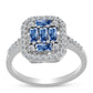 Stříbro 925/1000 - Prsten s S Oceánově Modrým Moissanitem a Bílým Topazem - Karátové číslo: 1.02. přibližná hmotnost: 2.98 gramů