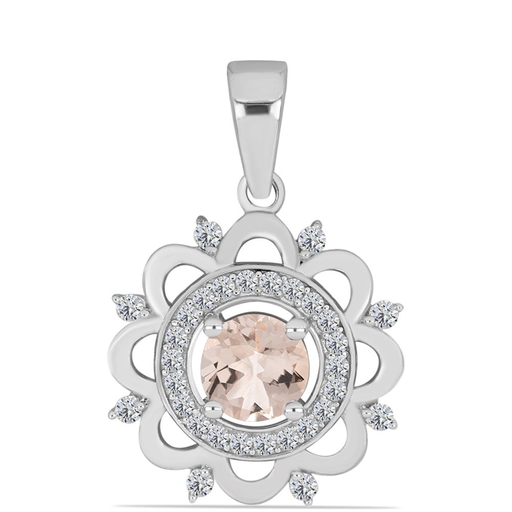 Stříbro 925/1000 - Přívěsek s Morganitem z Gozarehu a Bílým Topazem - Karátové číslo: 1.09. přibližná hmotnost: 2.31 gramů