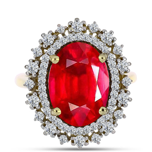 Pozlacené Stříbro 925/1000 - Prsten s Červeným Achátem a Bílým Topazem - Karátové číslo: 6.08. přibližná hmotnost: 5.75 gramů