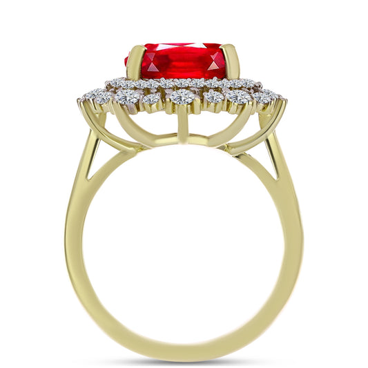 Pozlacené Stříbro 925/1000 - Prsten s Červeným Achátem a Bílým Topazem - Karátové číslo: 6.08. přibližná hmotnost: 5.75 gramů