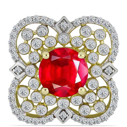 Pozlacené Stříbro 925/1000 - Přívěsek s Červeným Achátem a Bílým Topazem - Karátové číslo: 2.25. přibližná hmotnost: 3.08 gramů