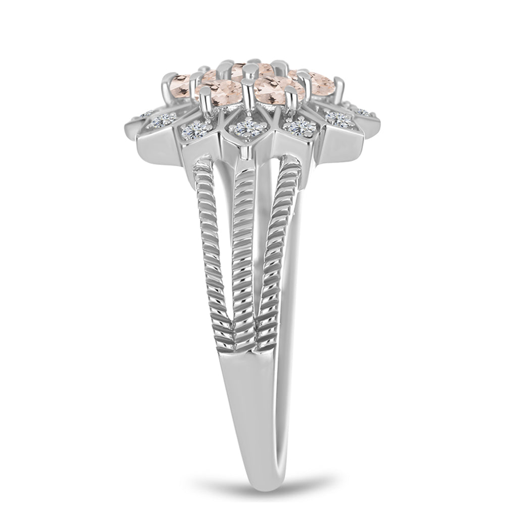 Stříbro 925/1000 - Prsten s Morganitem z Gozarehu a Bílým Topazem - Karátové číslo: 0.93. přibližná hmotnost: 3.86 gramů 4 