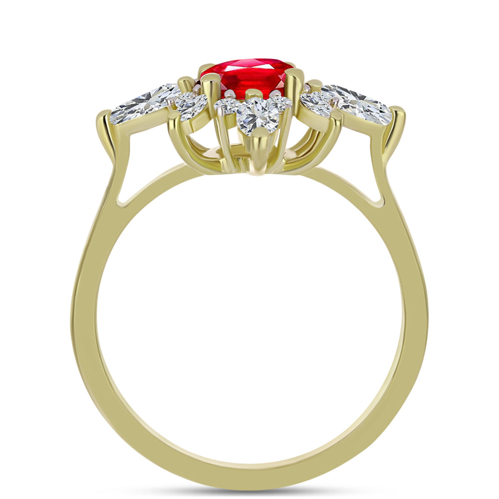 Pozlacené Stříbro 925/1000 - Prsten s Červeným Achátem a Bílým Topazem - Karátové číslo: 1.84. přibližná hmotnost: 3.3 gramů