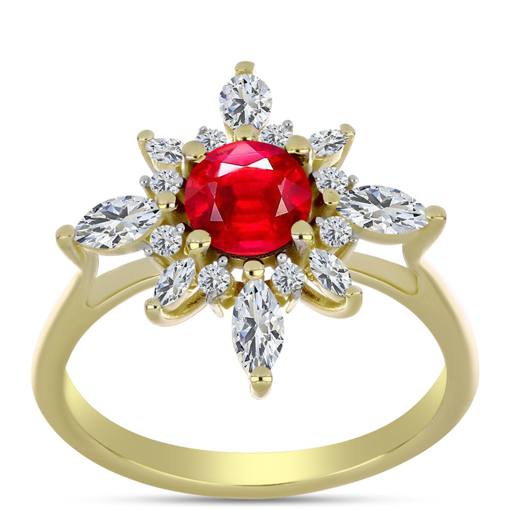 Pozlacené Stříbro 925/1000 - Prsten s Červeným Achátem a Bílým Topazem - Karátové číslo: 1.84. přibližná hmotnost: 3.3 gramů 3 