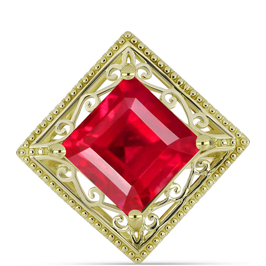 Pozlacené Stříbro 925/1000 - Prsten s Červeným Achátem - Karátové číslo: 4.84. přibližná hmotnost: 6.89 gramů