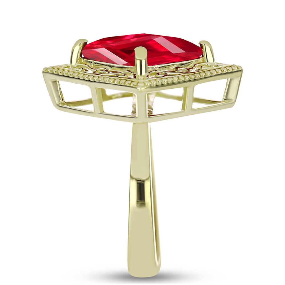 Pozlacené Stříbro 925/1000 - Prsten s Červeným Achátem - Karátové číslo: 4.84. přibližná hmotnost: 6.89 gramů