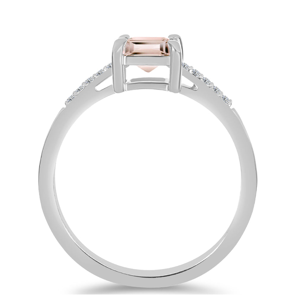 Stříbro 925/1000 - Prsten s Morganitem z Gozarehu a Bílým Topazem - Karátové číslo: 0.65. přibližná hmotnost: 2.1 gramů 2 