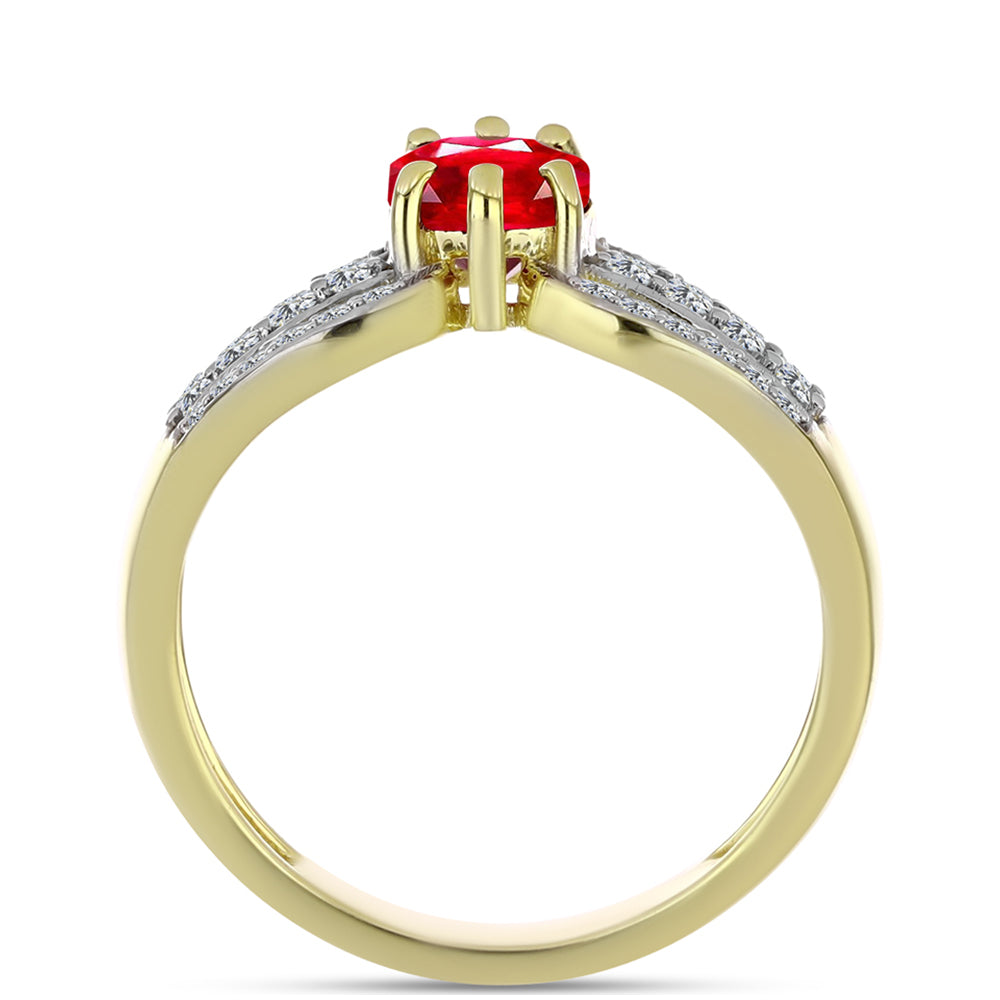 Pozlacené Stříbro 925/1000 - Prsten s Červeným Achátem a Bílým Topazem - Karátové číslo: 1.56. přibližná hmotnost: 3.34 gramů