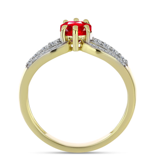 Pozlacené Stříbro 925/1000 - Prsten s Červeným Achátem a Bílým Topazem - Karátové číslo: 1.56. přibližná hmotnost: 3.34 gramů