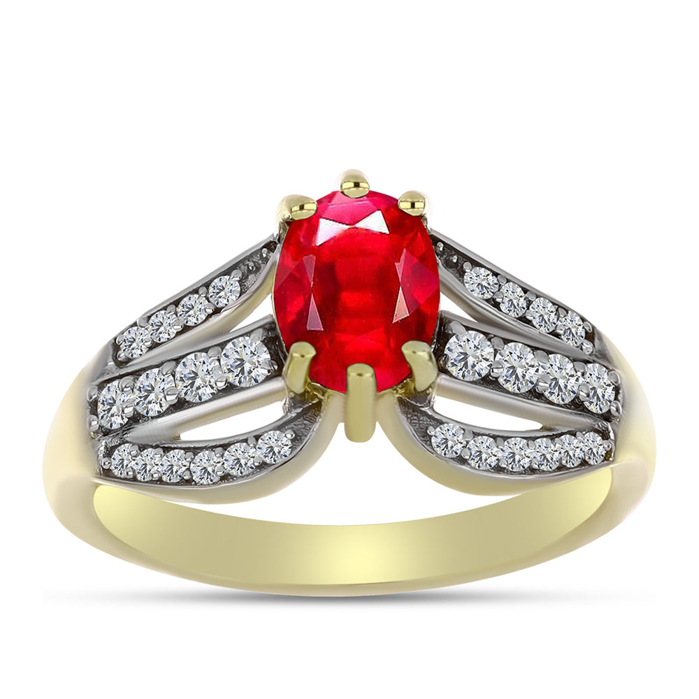 Pozlacené Stříbro 925/1000 - Prsten s Červeným Achátem a Bílým Topazem - Karátové číslo: 1.56. přibližná hmotnost: 3.34 gramů 3 