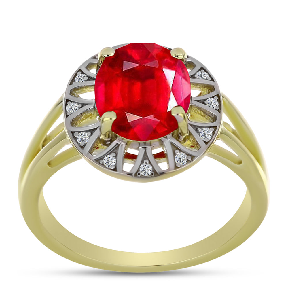 Pozlacené Stříbro 925/1000 - Prsten s Červeným Achátem a Bílým Topazem - Karátové číslo: 2.24. přibližná hmotnost: 3.65 gramů 3 