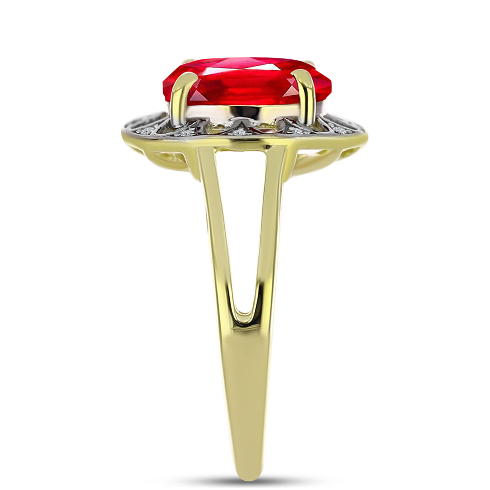 Pozlacené Stříbro 925/1000 - Prsten s Červeným Achátem a Bílým Topazem - Karátové číslo: 2.24. přibližná hmotnost: 3.65 gramů 4 