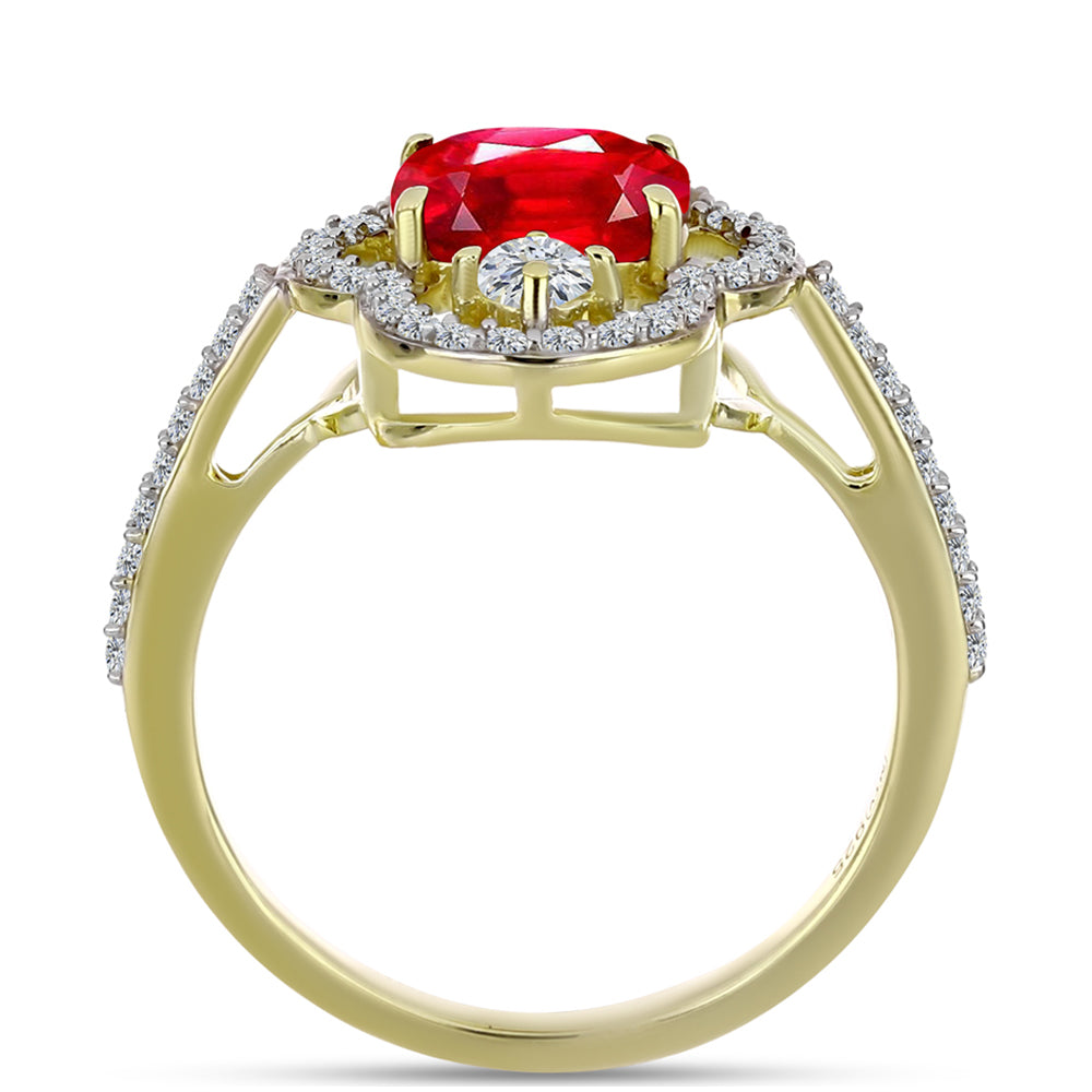 Pozlacené Stříbro 925/1000 - Prsten s Červeným Achátem a Bílým Topazem - Karátové číslo: 2.6. přibližná hmotnost: 3.54 gramů