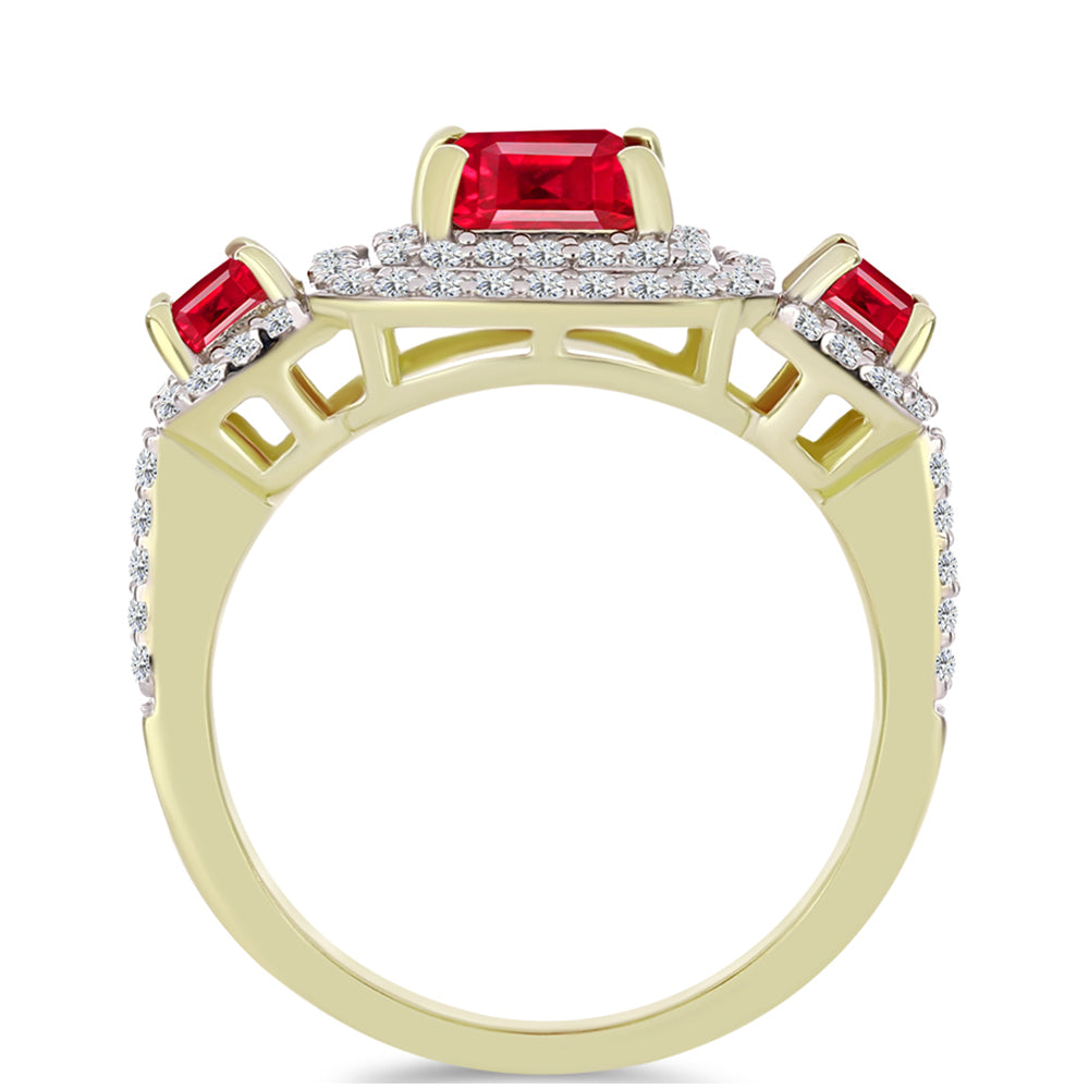 Pozlacené Stříbro 925/1000 - Prsten s Červeným Achátem a Bílým Topazem - Karátové číslo: 2.89. přibližná hmotnost: 4.74 gramů 2 