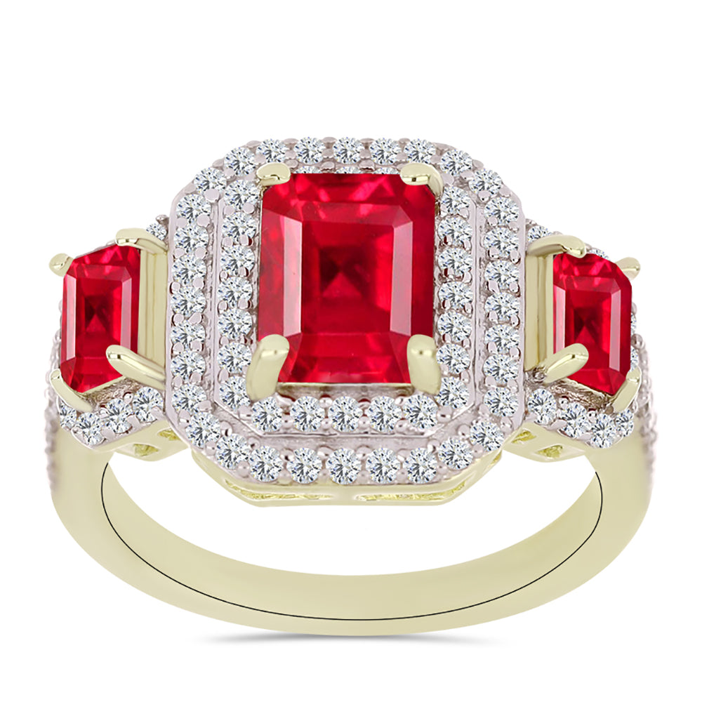 Pozlacené Stříbro 925/1000 - Prsten s Červeným Achátem a Bílým Topazem - Karátové číslo: 2.89. přibližná hmotnost: 4.74 gramů 3 