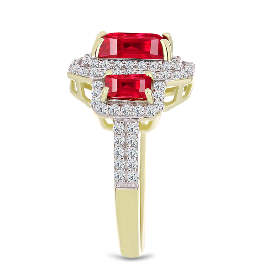 Pozlacené Stříbro 925/1000 - Prsten s Červeným Achátem a Bílým Topazem - Karátové číslo: 2.89. přibližná hmotnost: 4.74 gramů