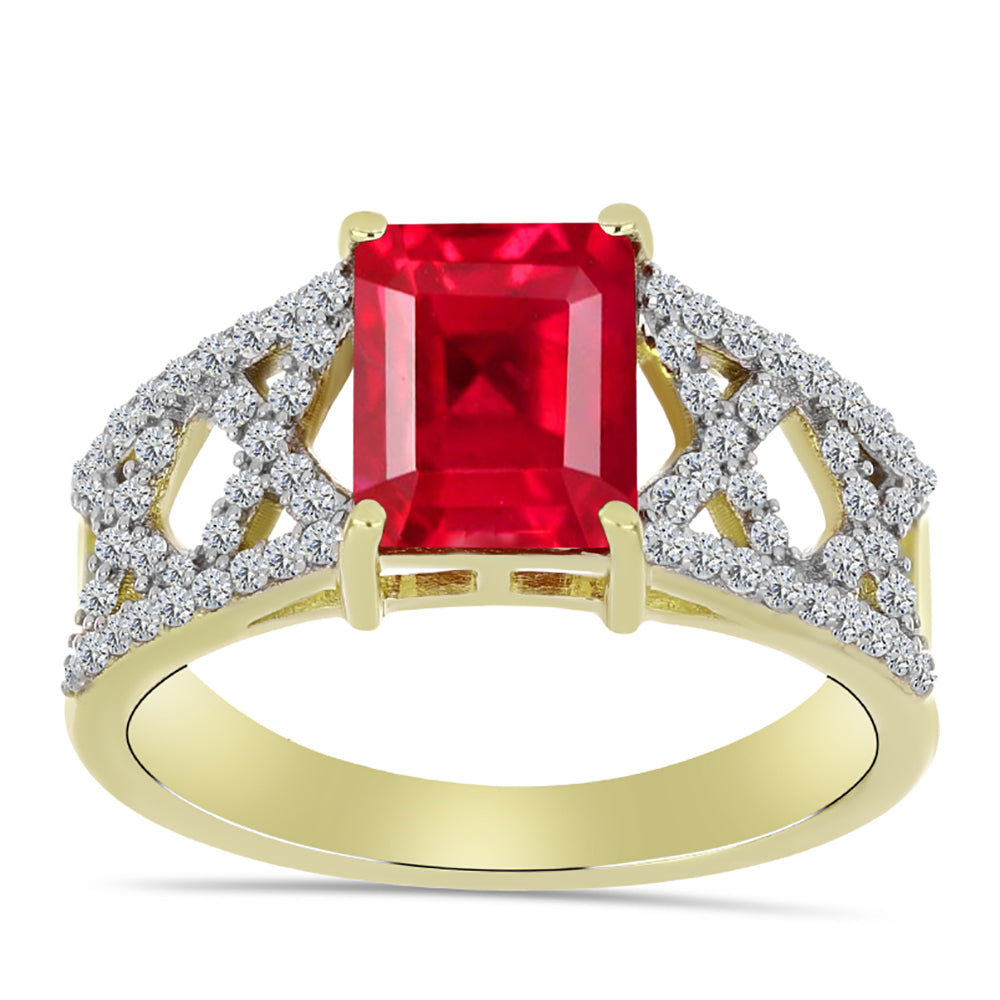 Pozlacené Stříbro 925/1000 - Prsten s Červeným Achátem a Bílým Topazem - Karátové číslo: 2.63. přibližná hmotnost: 4.07 gramů