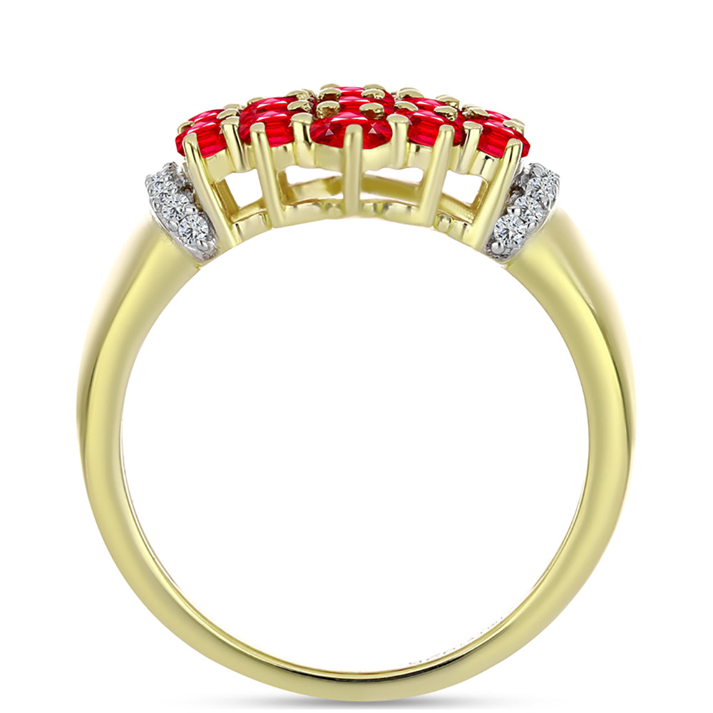 Pozlacené Stříbro 925/1000 - Prsten s Červeným Achátem a Bílým Topazem - Karátové číslo: 2.04. přibližná hmotnost: 4.86 gramů 2 