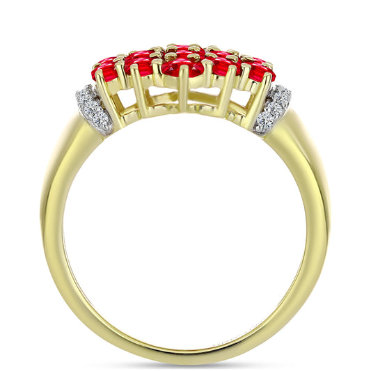 Pozlacené Stříbro 925/1000 - Prsten s Červeným Achátem a Bílým Topazem - Karátové číslo: 2.04. přibližná hmotnost: 4.86 gramů