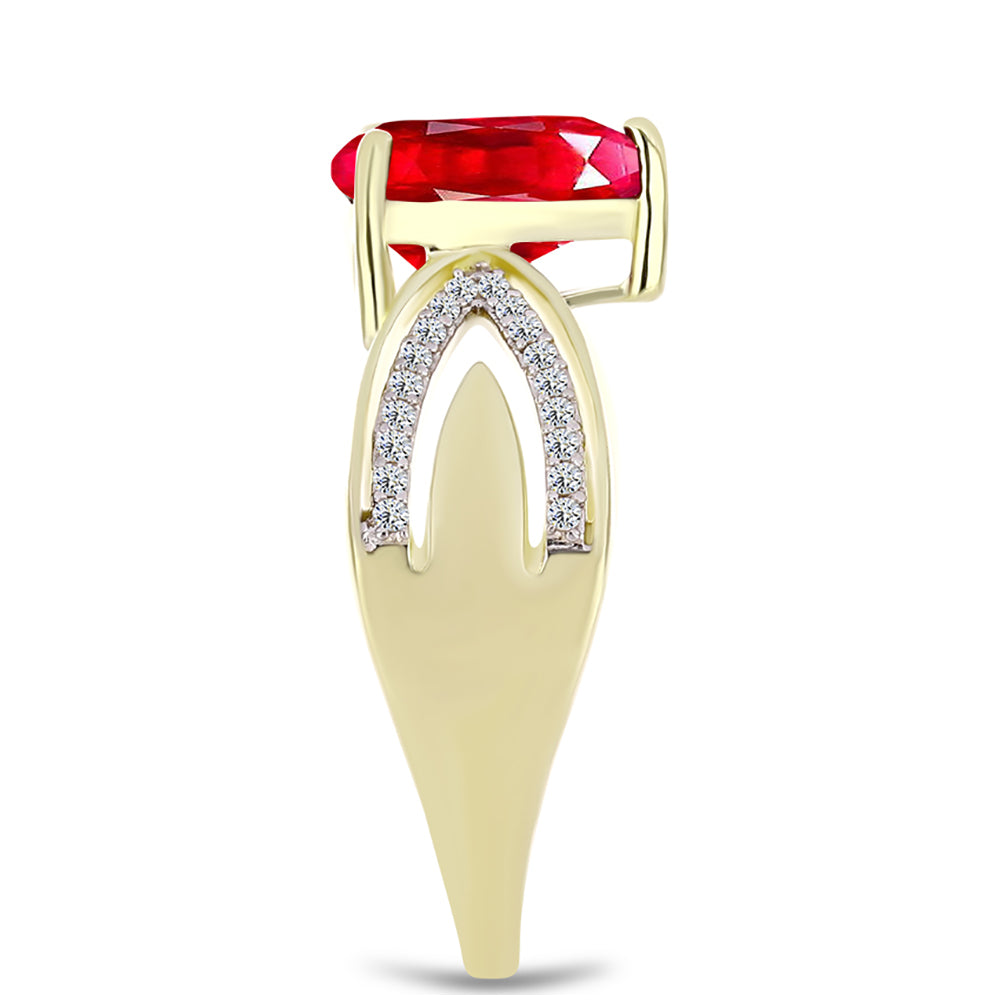 Pozlacené Stříbro 925/1000 - Prsten s Červeným Achátem a Bílým Topazem - Karátové číslo: 2.96. přibližná hmotnost: 4.45 gramů