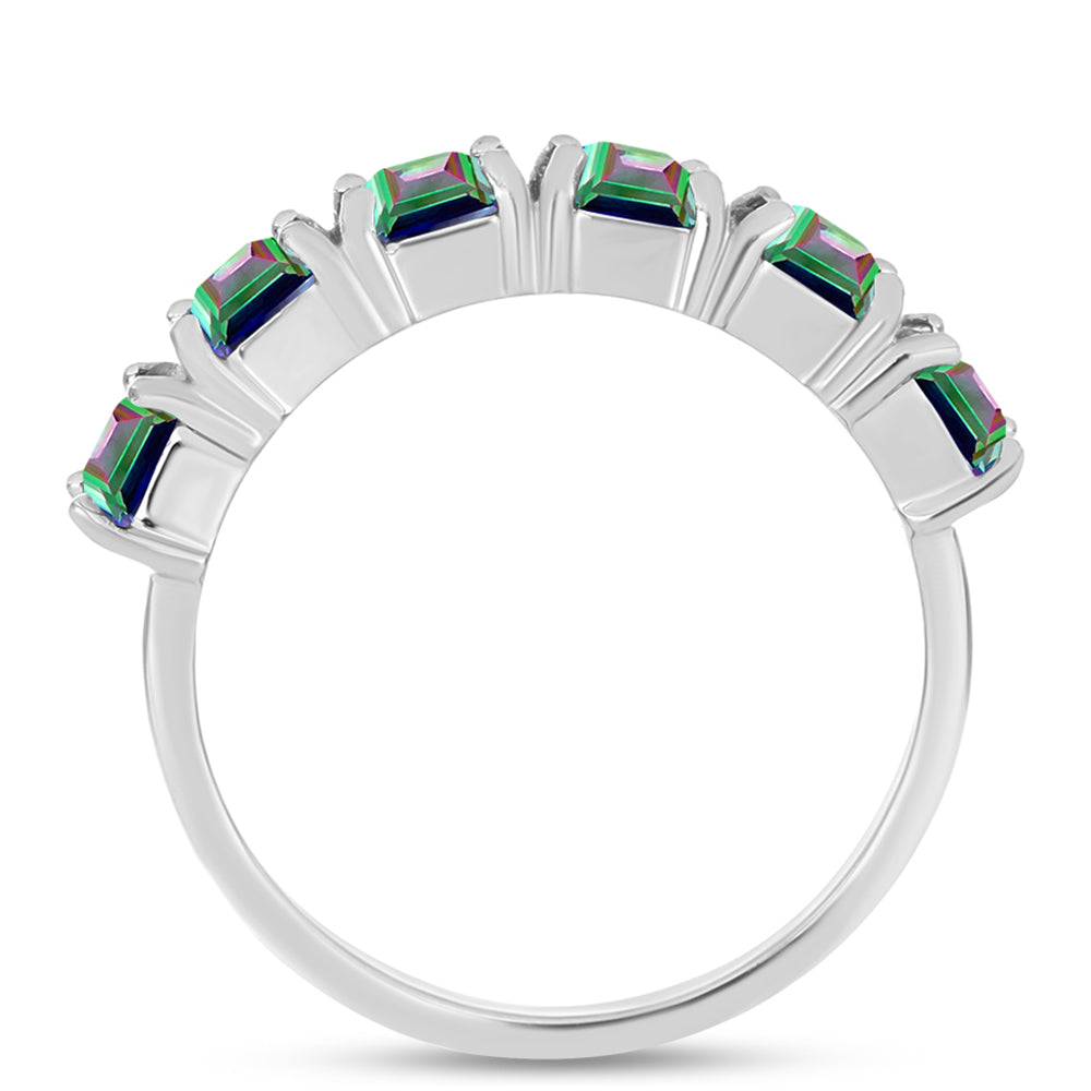 Stříbro 925/1000 - Prsten s Brazilským Mystickým Zeleným Křemenem - Karátové číslo: 2.84. přibližná hmotnost: 3.8 gramů