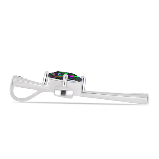 Stříbro 925/1000 - Přívěsek s Brazilským Mystickým Zeleným Křemenem a Bílým Topazem - Karátové číslo: 1.06. přibližná hmotnost: 3.5 gramů