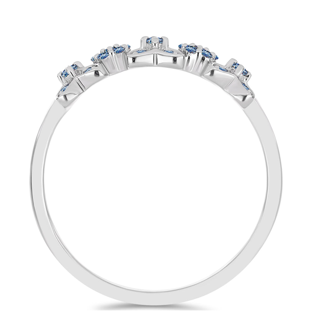 Stříbro 925/1000 - Prsten s S Oceánově Modrým Moissanitem - Karátové číslo: 0.26. přibližná hmotnost: 2.08 gramů