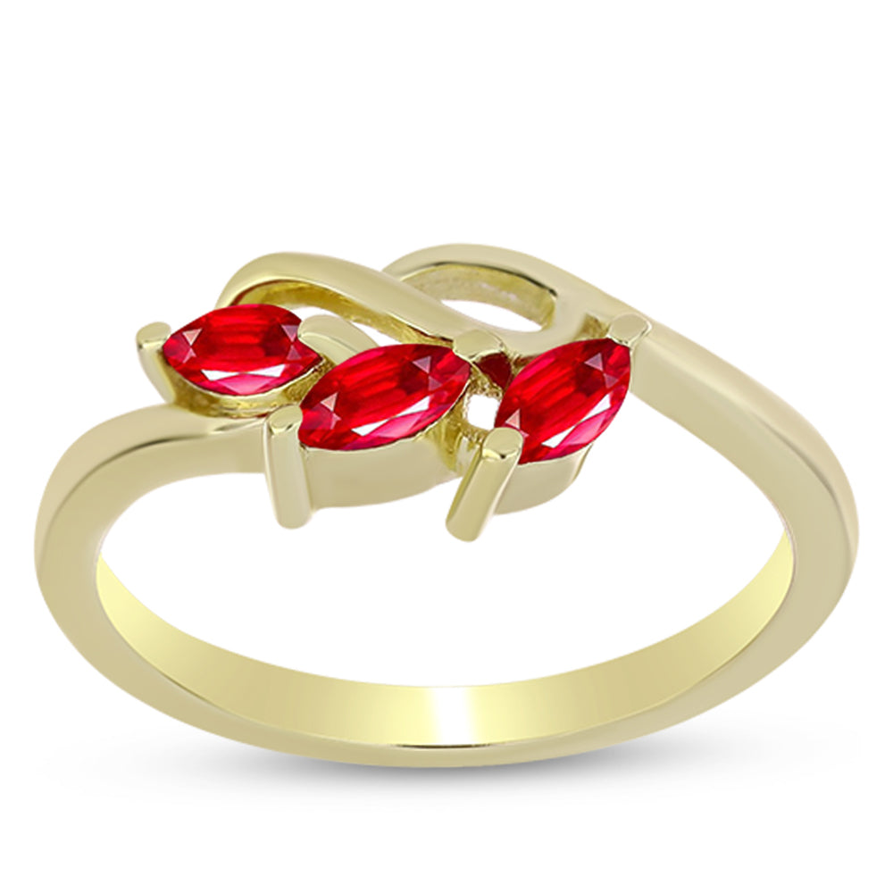 Pozlacené Stříbro 925/1000 - Prsten s Červeným Achátem - Karátové číslo: 0.42. přibližná hmotnost: 2.45 gramů