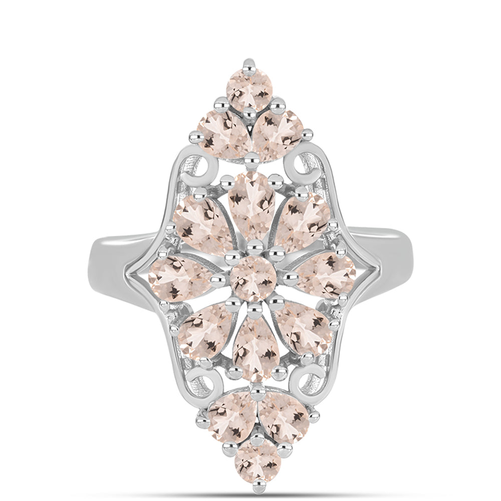 Stříbro 925/1000 - Prsten s Morganitem z Gozarehu - Karátové číslo: 2.29. přibližná hmotnost: 5.26 gramů