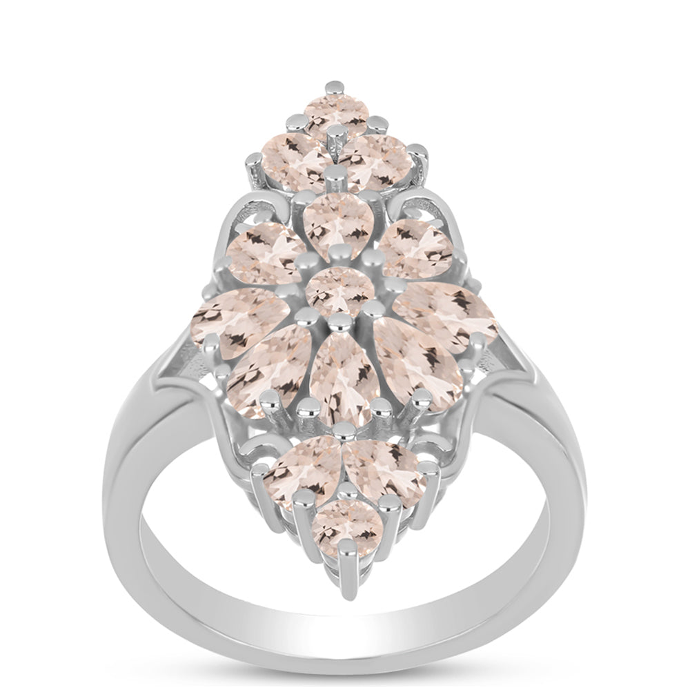 Stříbro 925/1000 - Prsten s Morganitem z Gozarehu - Karátové číslo: 2.29. přibližná hmotnost: 5.26 gramů