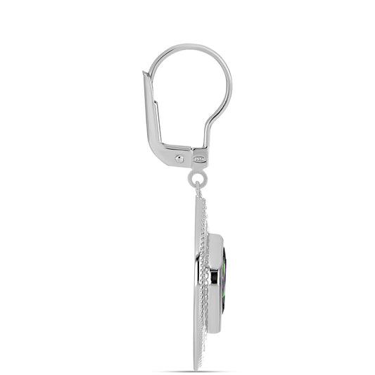 Stříbro 925/1000 - Náušnice s Brazilským Mystickým Zeleným Křemenem - Karátové číslo: 1.82. přibližná hmotnost: 5.4 gramů