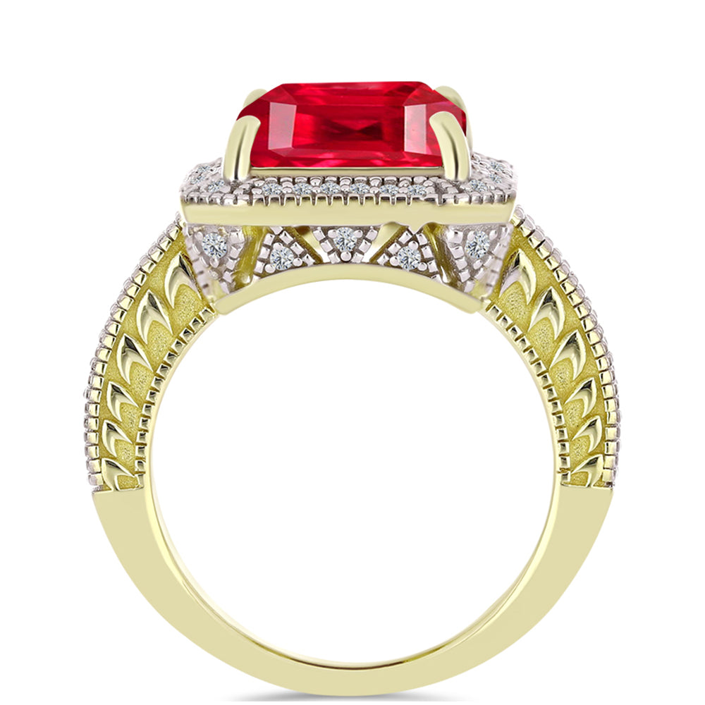 Pozlacené Stříbro 925/1000 - Prsten s Červeným Achátem a Bílým Topazem - Karátové číslo: 7.12. přibližná hmotnost: 8.21 gramů