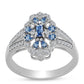 Stříbro 925/1000 - Prsten s S Oceánově Modrým Moissanitem a Bílým Topazem - Karátové číslo: 0.73. přibližná hmotnost: 3.69 gramů