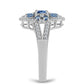 Stříbro 925/1000 - Prsten s S Oceánově Modrým Moissanitem a Bílým Topazem - Karátové číslo: 0.73. přibližná hmotnost: 3.69 gramů